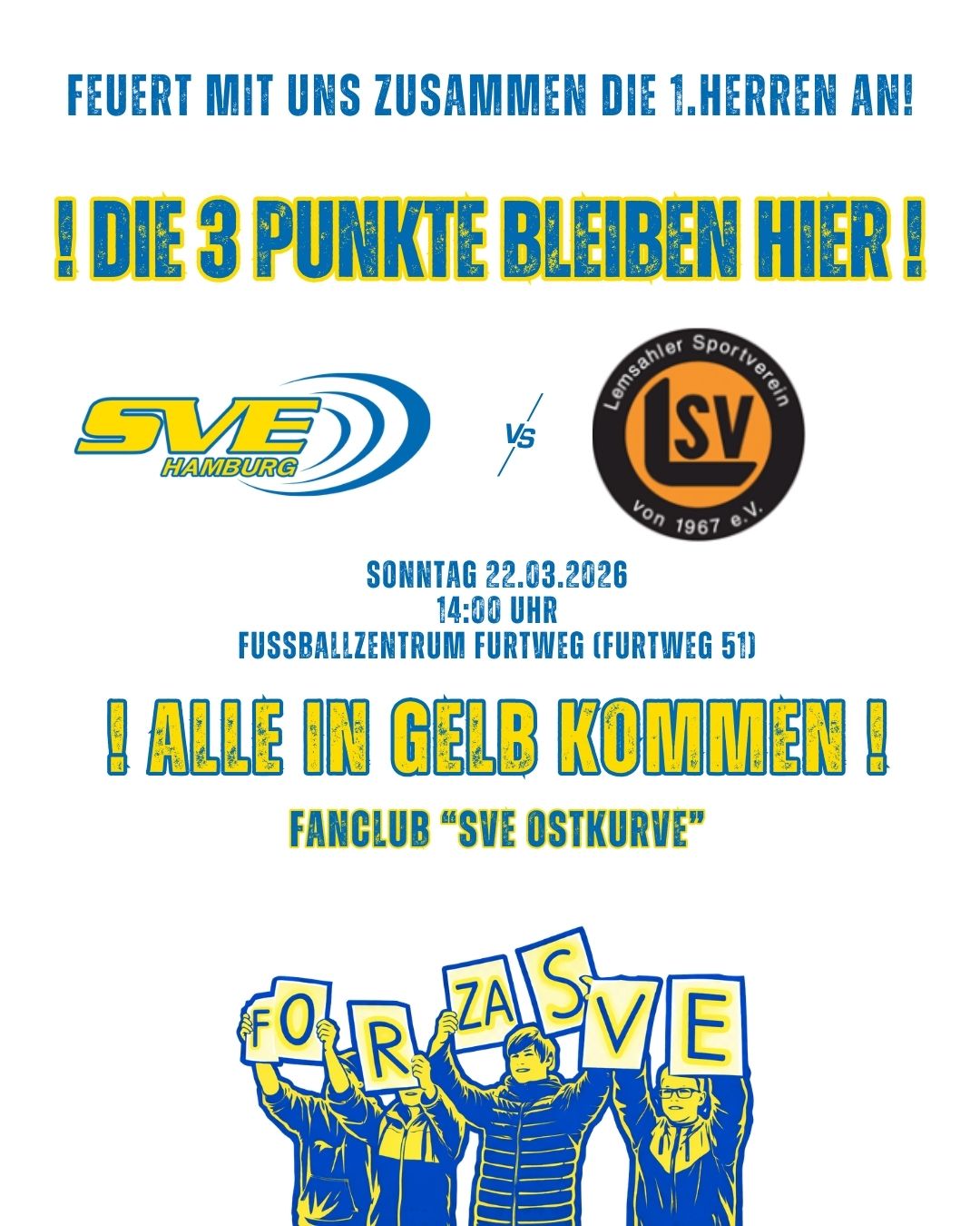 Fanclub lädt zum Anfeuern ein: 22.03.26 ALLE IN GELB